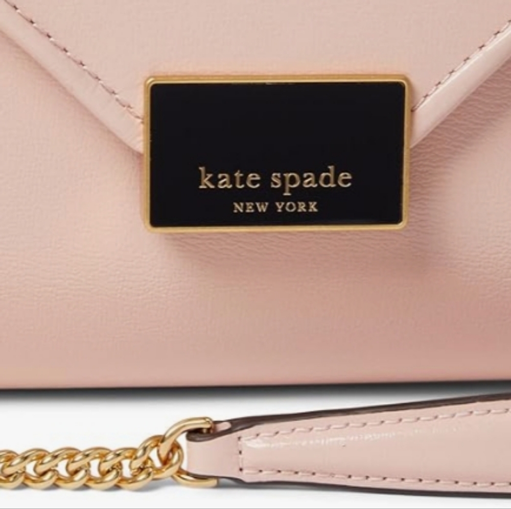 Kate Spade π₯ NWT π₯ Anna - Blush Pink Clutch with Gold Chain Crossbody Option - Picture 14 of 17